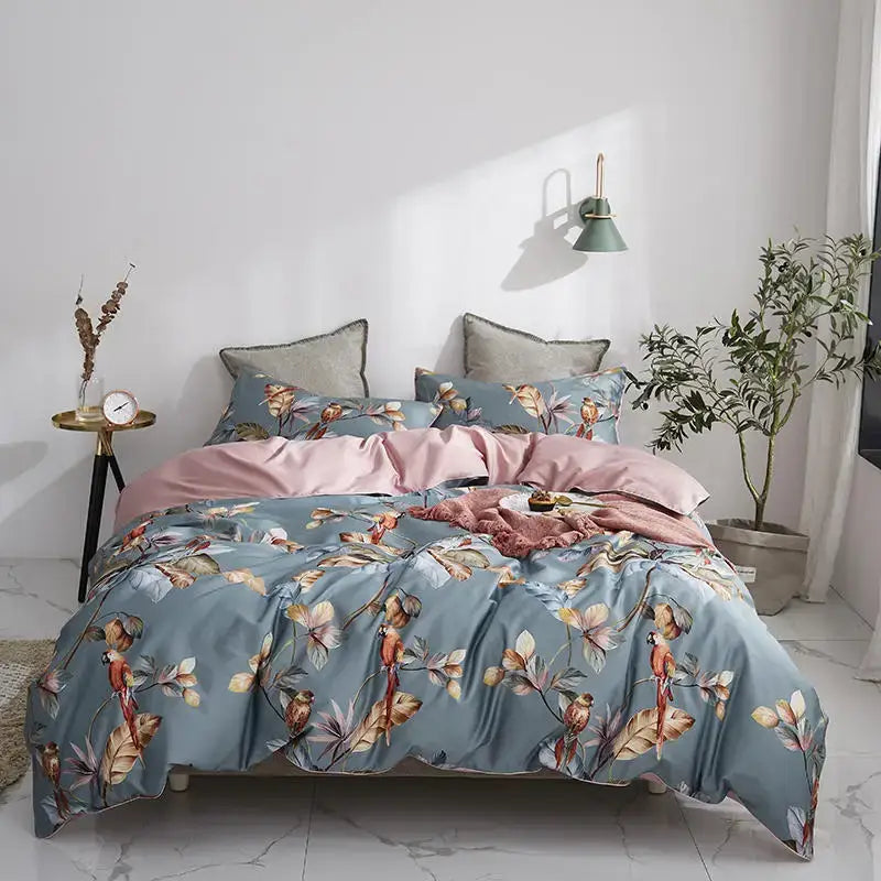 Luxury black & gold leaf duvet cover set – bedroom king size bedding