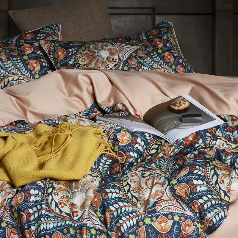 Luxury black & gold leaf duvet cover set – bedroom king size bedding