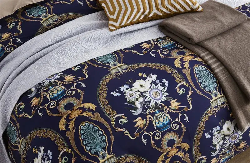 Luxury black & gold leaf duvet cover set – bedroom king size bedding