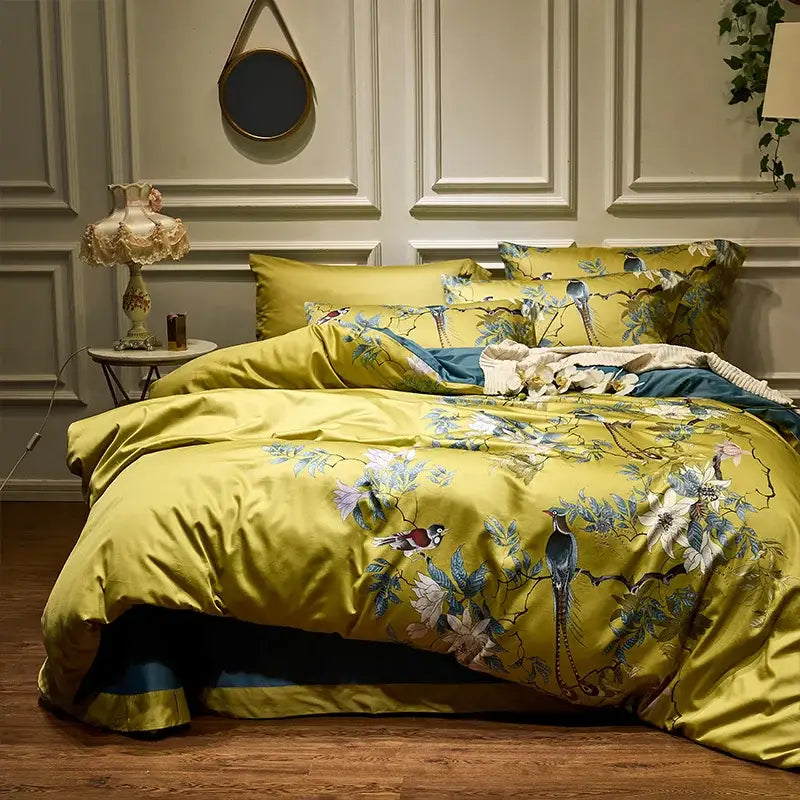 Luxury black & gold leaf duvet cover set – bedroom king size bedding