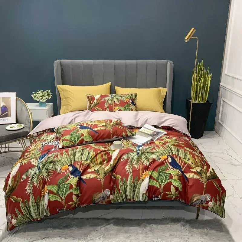 Luxury black & gold leaf duvet cover set – bedroom king size bedding