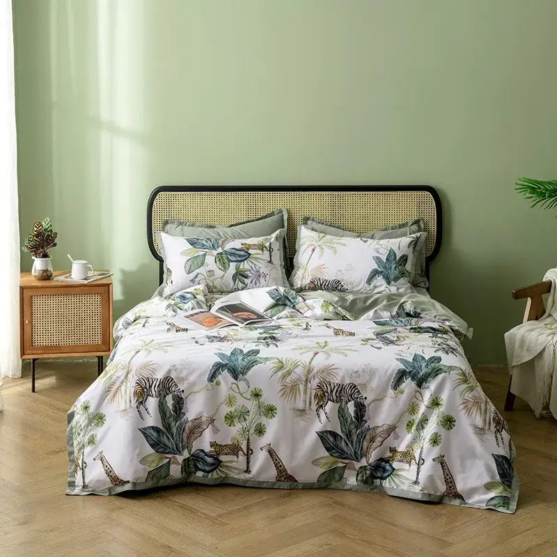 Luxury black & gold leaf duvet cover set – bedroom king size bedding
