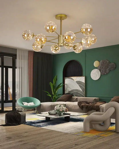 Modern black glass ball chandelier – living room remote control light
