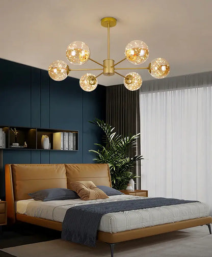 Modern black glass ball chandelier – living room remote control light