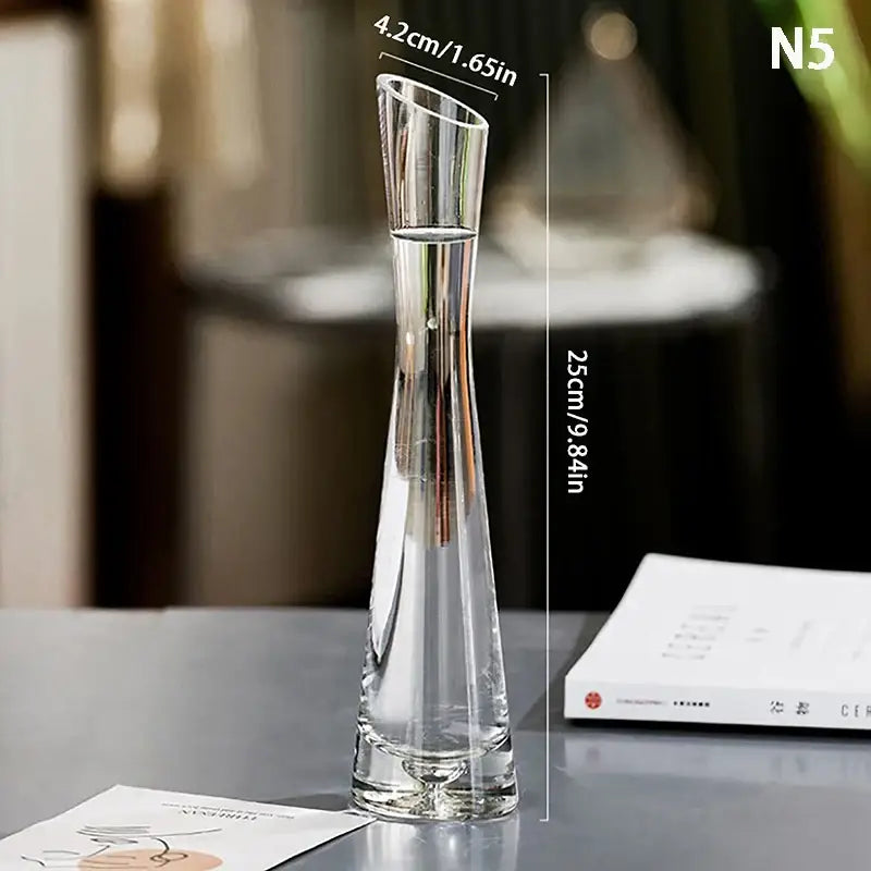 Elegant clear glass flower vase set of 5 living room decor