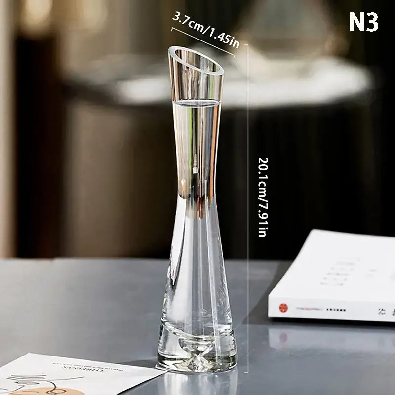 Elegant clear glass flower vase set of 5 living room decor