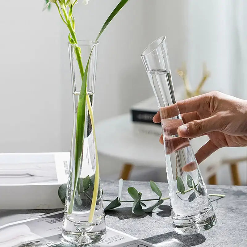 Elegant clear glass flower vase set of 5 living room decor