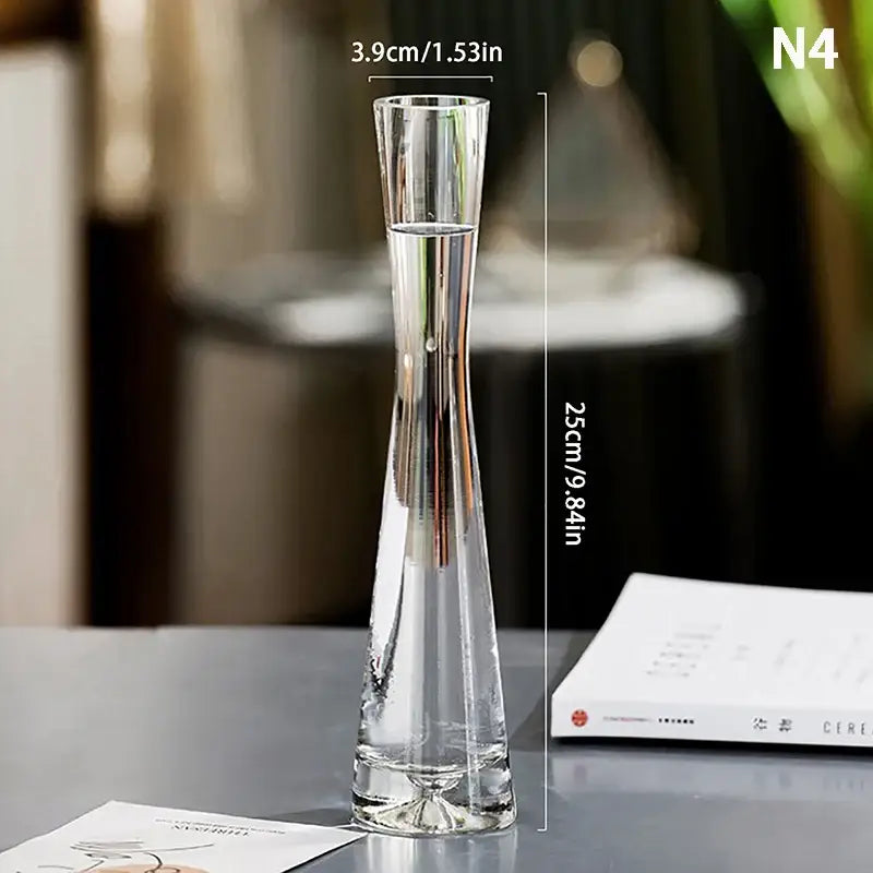 Elegant clear glass flower vase set of 5 living room decor