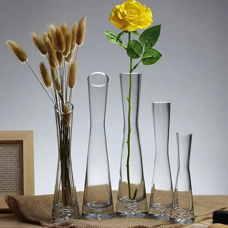 Elegant clear glass flower vase set of 5 living room decor