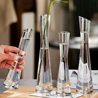 Elegant clear glass flower vase set of 5 living room decor