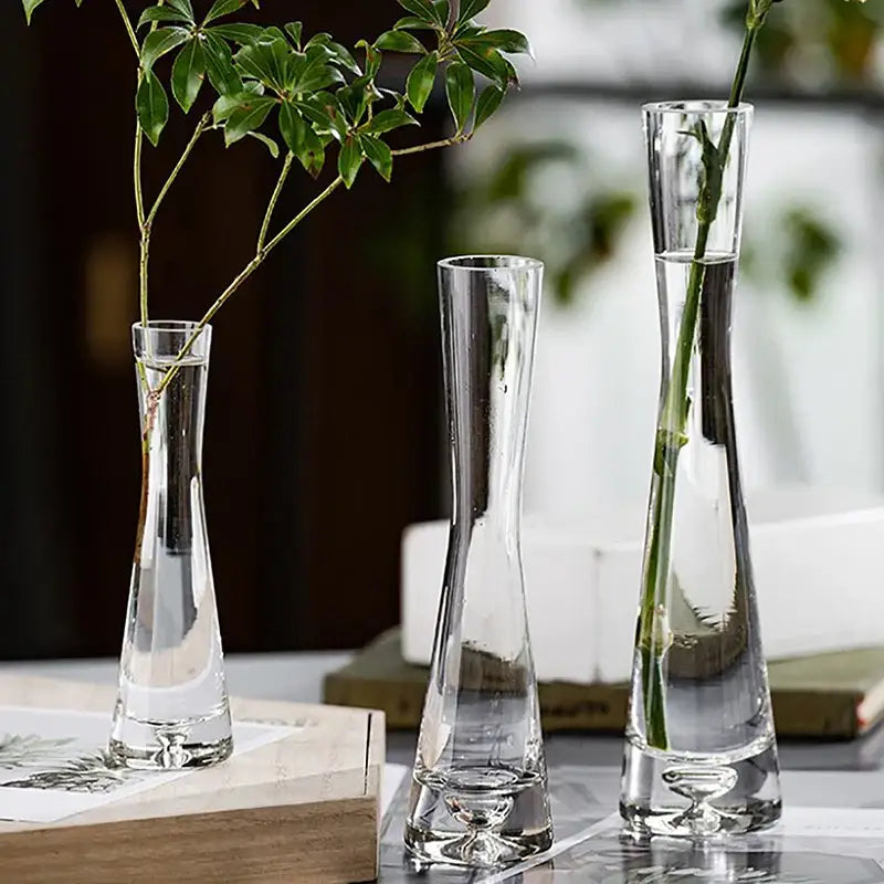 Elegant clear glass flower vase set of 5 living room decor