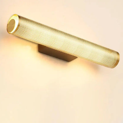 Luxury perforated gold wall sconce bedroom cylindrical light