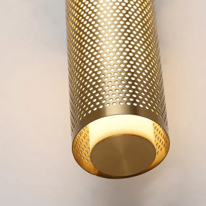 Luxury perforated gold wall sconce bedroom cylindrical light