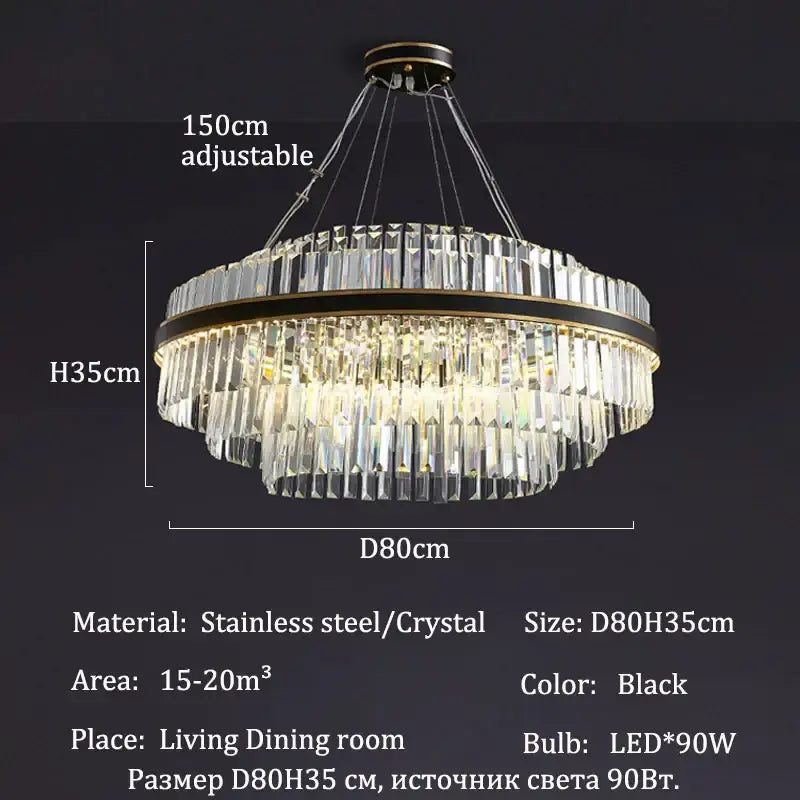 Modern gold luxury led crystal chandelier dining room light