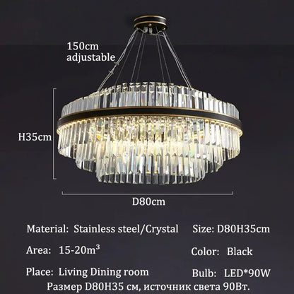 Modern gold luxury led crystal chandelier dining room light