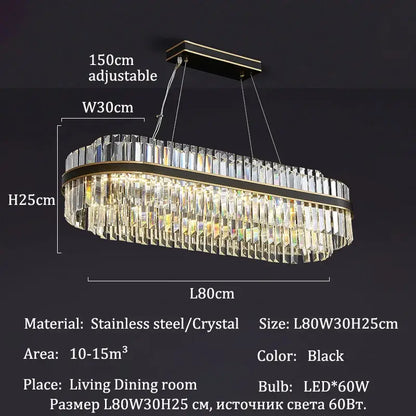 Modern gold luxury led crystal chandelier dining room light