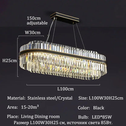 Modern gold luxury led crystal chandelier dining room light