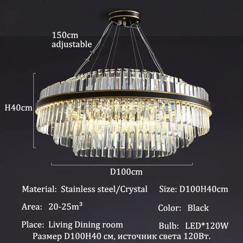 Modern gold luxury led crystal chandelier dining room light