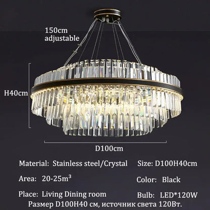 Modern gold luxury led crystal chandelier dining room light