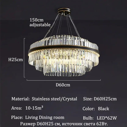 Modern gold luxury led crystal chandelier dining room light