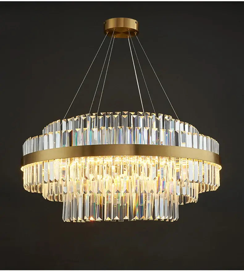 Modern gold luxury led crystal chandelier dining room light