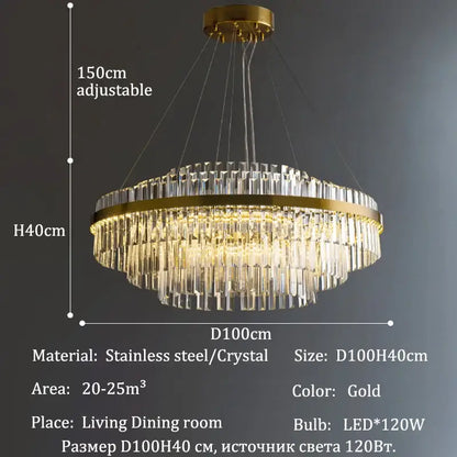 Modern gold luxury led crystal chandelier dining room light