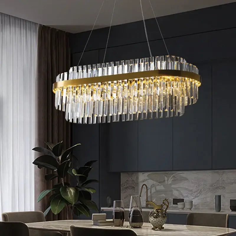 Modern gold luxury led crystal chandelier dining room light
