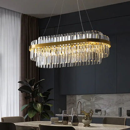 Modern gold luxury led crystal chandelier dining room light