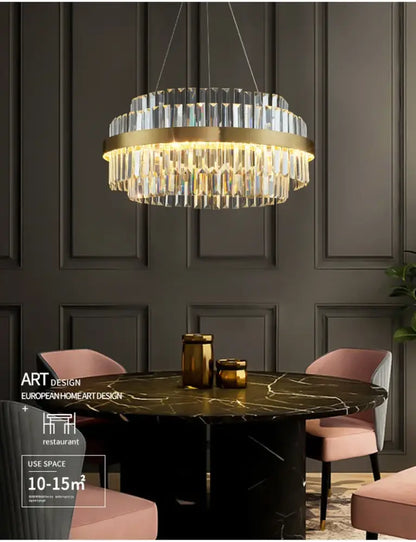 Modern gold luxury led crystal chandelier dining room light