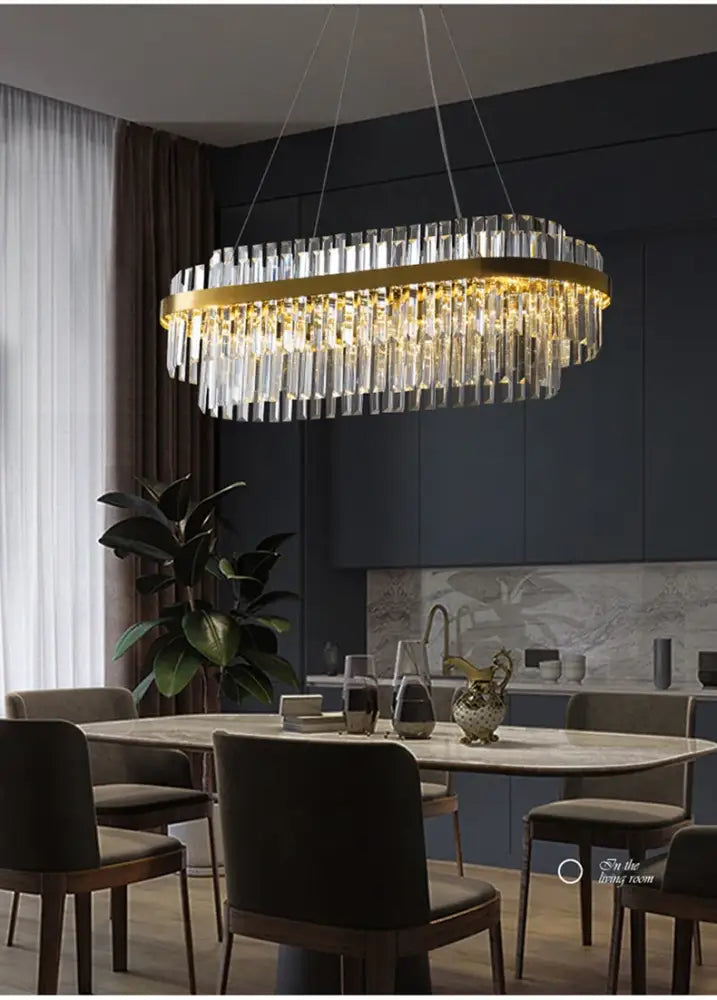 Modern gold luxury led crystal chandelier dining room light