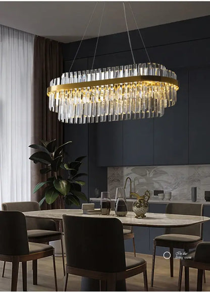 Modern gold luxury led crystal chandelier dining room light