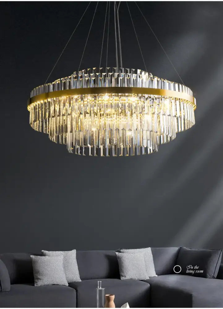 Modern gold luxury led crystal chandelier dining room light