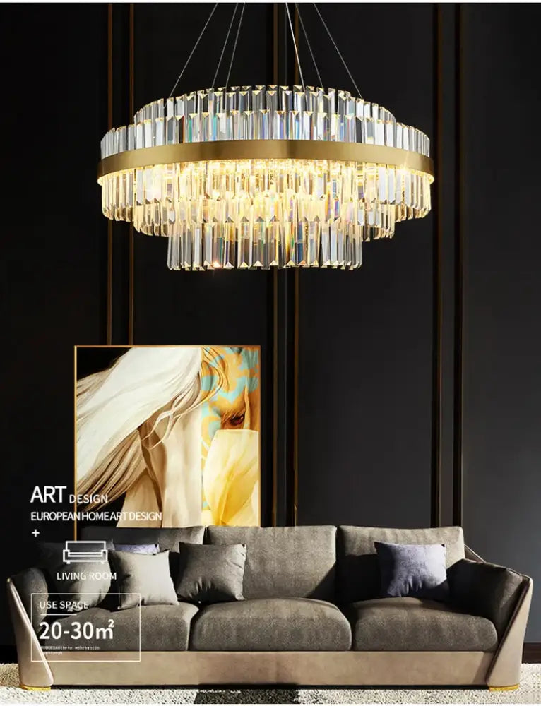 Modern gold luxury led crystal chandelier dining room light
