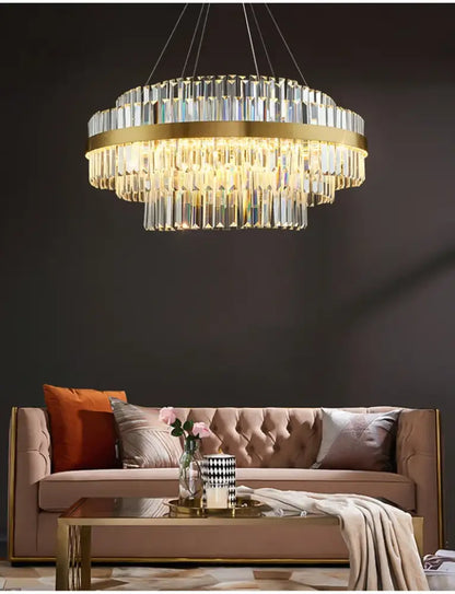 Modern gold luxury led crystal chandelier dining room light