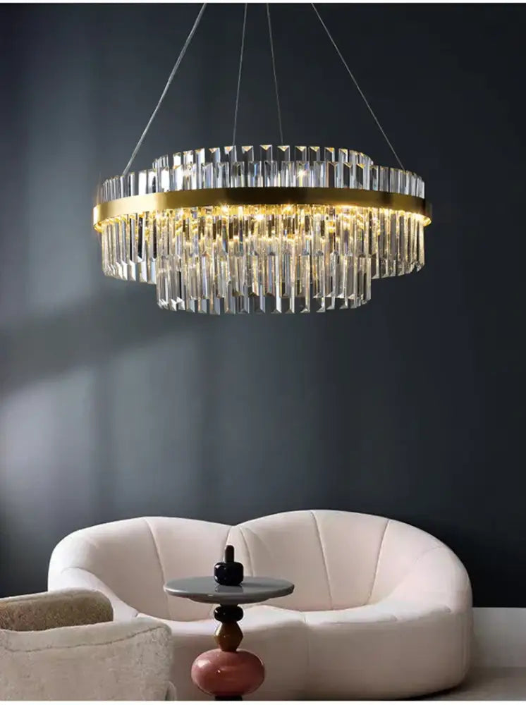Modern gold luxury led crystal chandelier dining room light