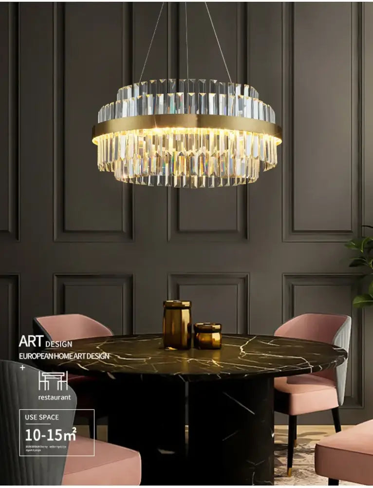 Modern gold luxury led crystal chandelier dining room light