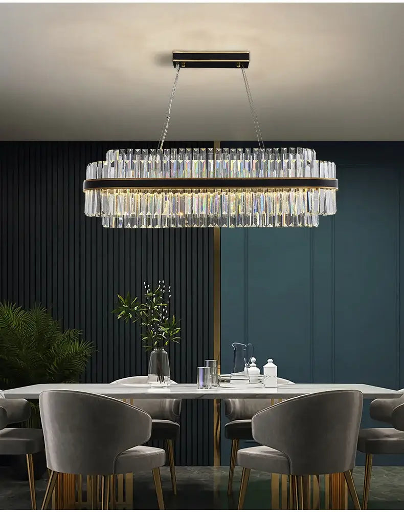 Modern gold luxury led crystal chandelier dining room light
