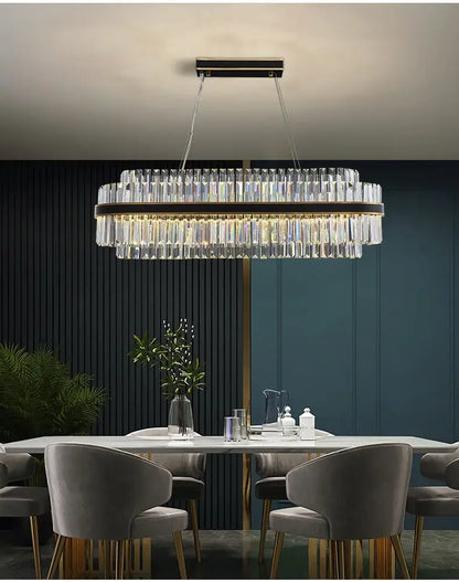 Modern gold luxury led crystal chandelier dining room light