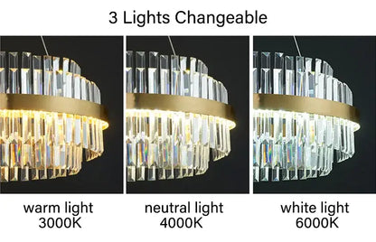 Modern gold luxury led crystal chandelier dining room light