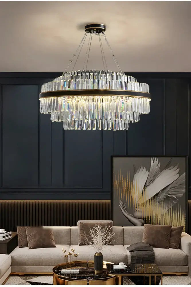 Modern gold luxury led crystal chandelier dining room light