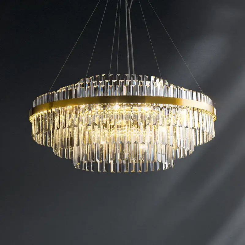 Modern gold luxury led crystal chandelier dining room light