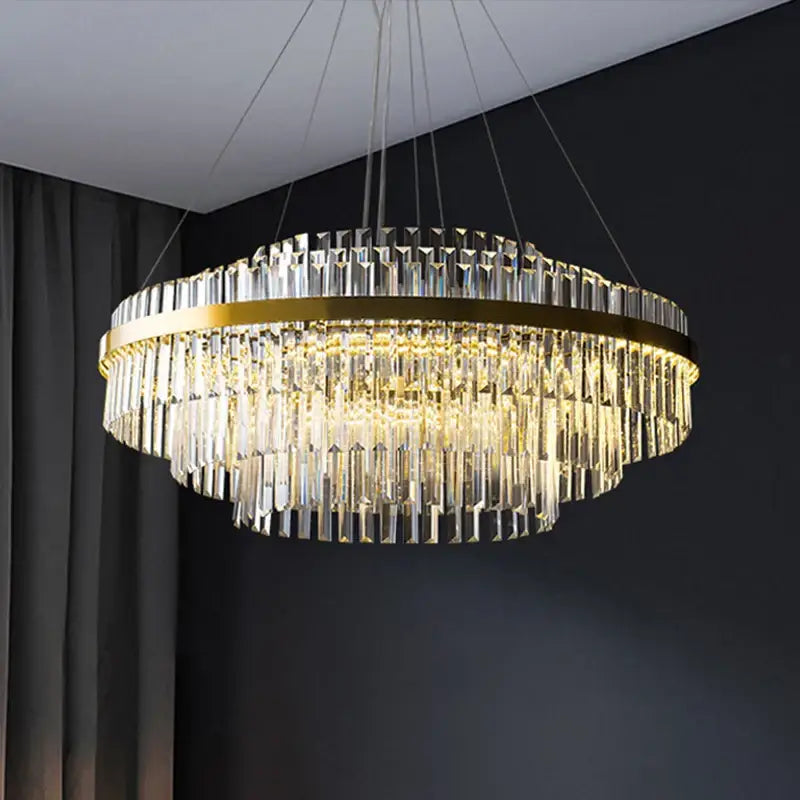 Modern gold luxury led crystal chandelier dining room light