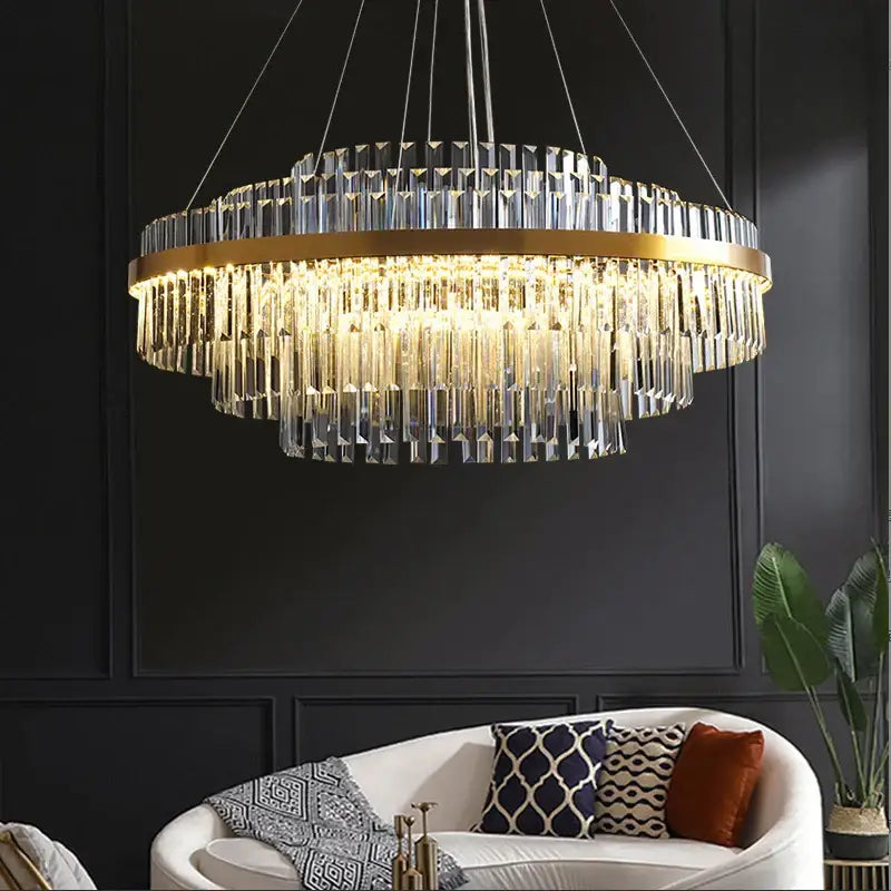 Modern gold luxury led crystal chandelier dining room light