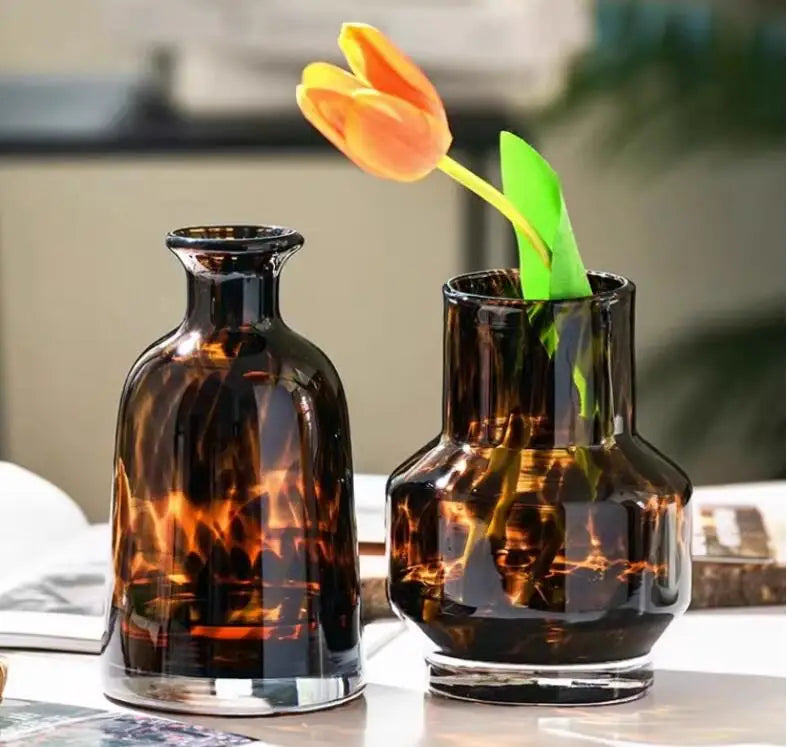 DecorBites™ Luxury Leopard Glass Vase for Home Decor