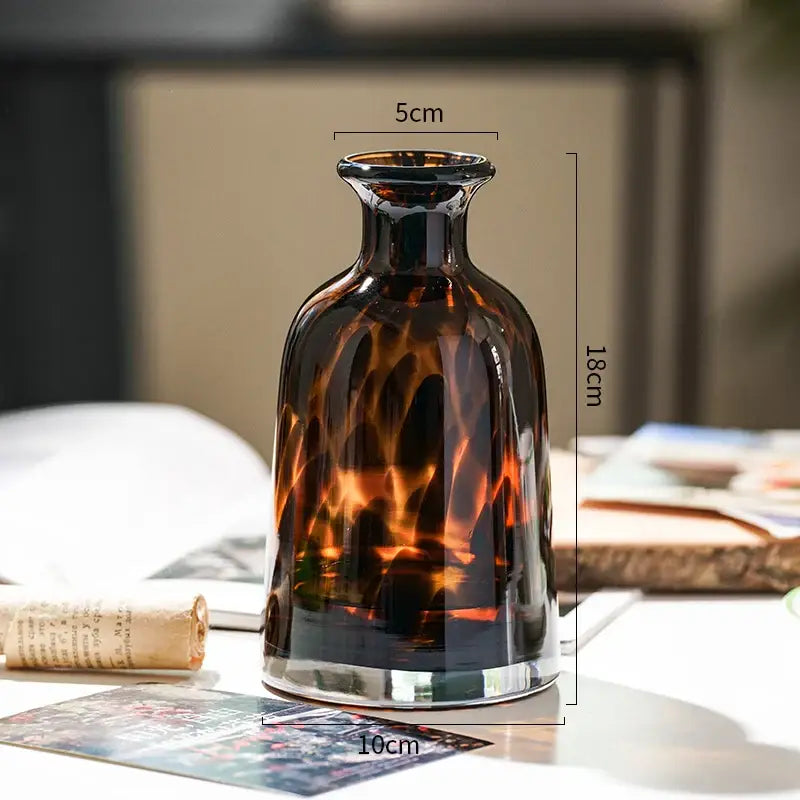 Luxury leopard glass vase amber tortoiseshell living room decor