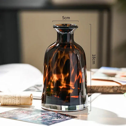Luxury leopard glass vase amber tortoiseshell living room decor