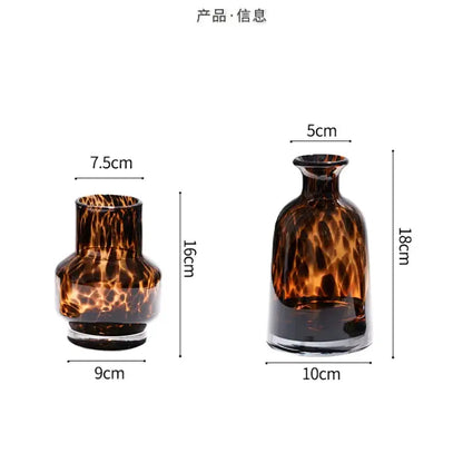 Luxury leopard glass vase amber tortoiseshell living room decor