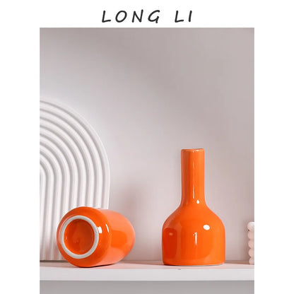 DecorBites™ Luxury Modern Ceramic Flower Vase Orange
