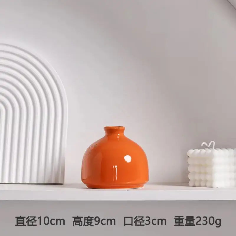 Modern orange ceramic vase set of 5 living room decor