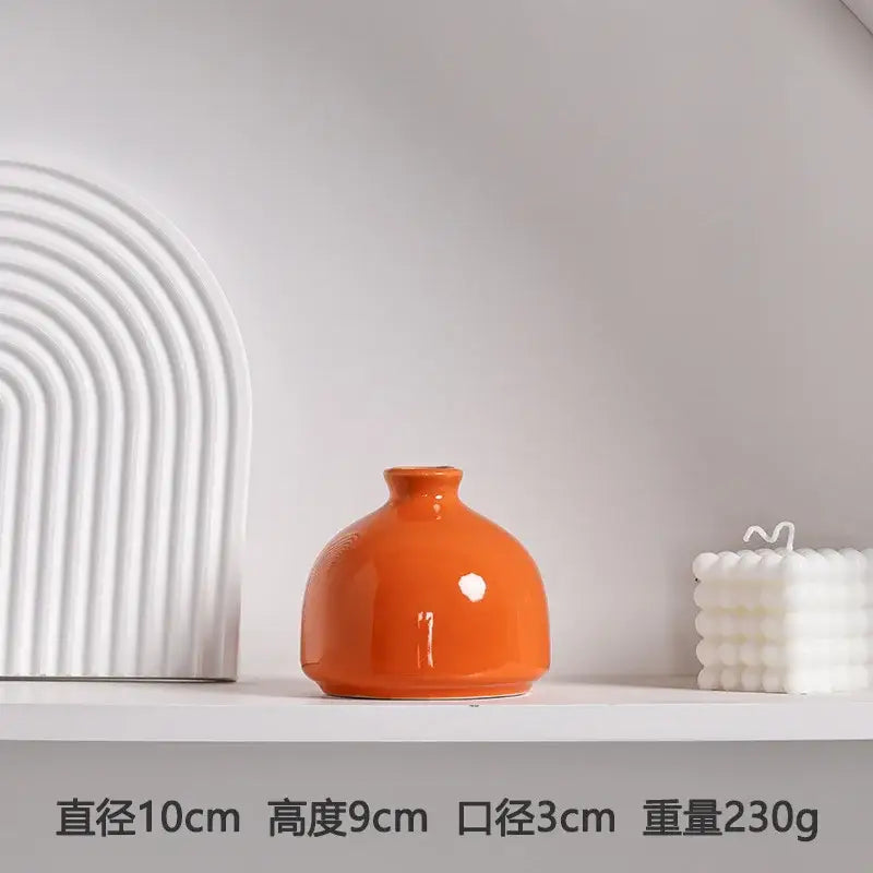 Modern orange ceramic vase set of 5 living room decor